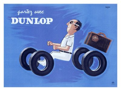 Affiche publicitaire ancienne (Pneus Dunlop)