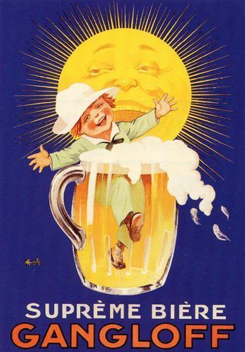 Affiche publicitaire ancienne (Bière de Gangloff)
