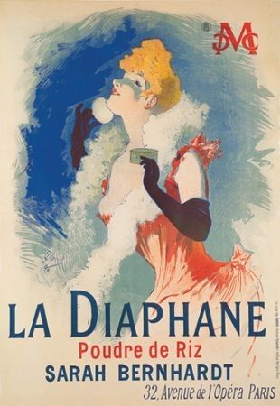 Affiche publicitaire ancienne (Poudre de riz, La Diaphane)