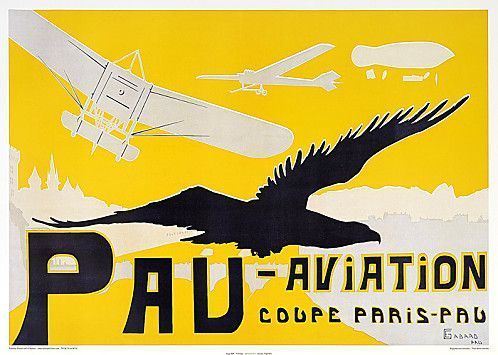 Affiche ancienne(Aviation-Coupe Paris-Pau)