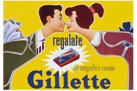 Affiche publicitaire ancienne (Rasoir Gillette)