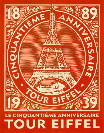 Affiche ancienne ( 50ème anniversaire de la Tour Eiffel)