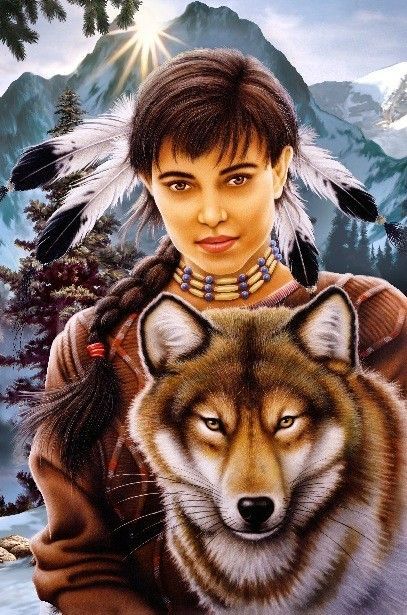 Indienne et loup