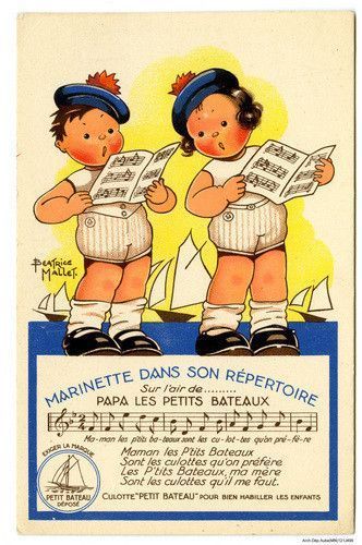 Affiche publicitaire ancienne (Culottes "Petits Bateaux")