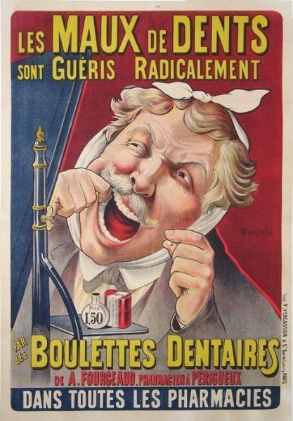 Affiche publicitaire ancienne (Pour les maux de dents)