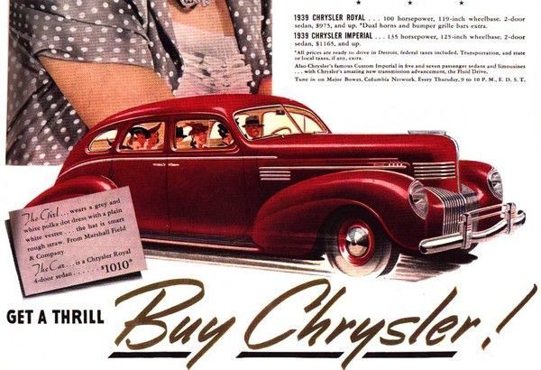 Affiche publicitaire ancienne (Chrysler)