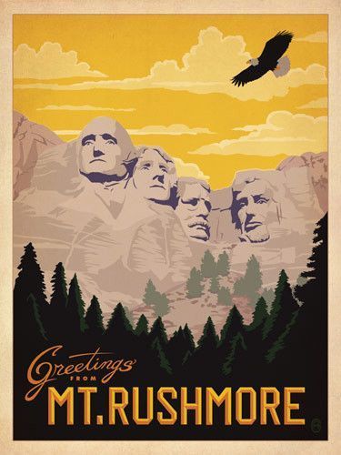 Affiche ancienne ( Mont Rushmore)