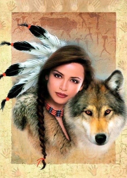 Indienne et loup