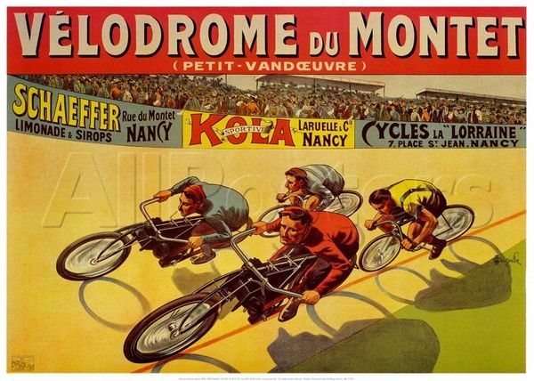 Affiche publicitaire ancienne (Vélodrome du Montet)