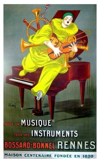 Affiche publicitaire ancienne (Instruments de musique)